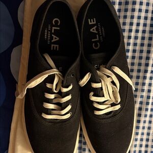 Clae Men’s Black Canvas Sneakers with Cream Laces
